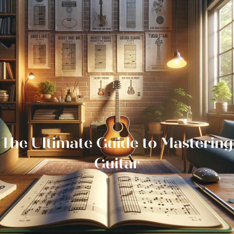 Aesthetic environment with guitar in middle.