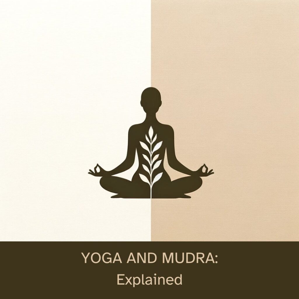 Minimalistic and serene image of a person in a yoga pose with a mudra gesture, set against a soft, earthy-toned background, embodying the essence of peace and mindfulness in yoga practice.