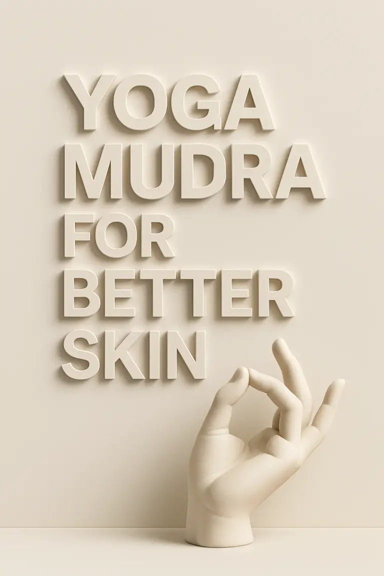 3D minimalistic image of a yoga mudra hand gesture representing beauty and wellness for glowing skin.