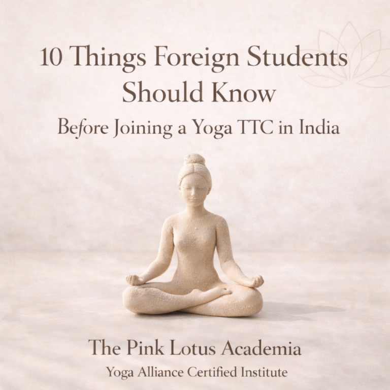 Minimal clay woman meditating on neutral background representing 10 things foreign students should know before joining a yoga TTC in India