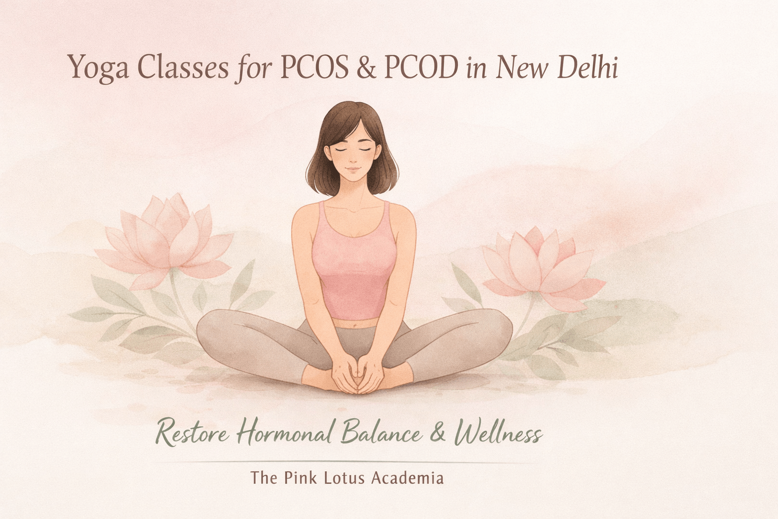 Woman practicing butterfly pose during yoga classes for PCOS and PCOD in New Delhi at The Pink Lotus Academia